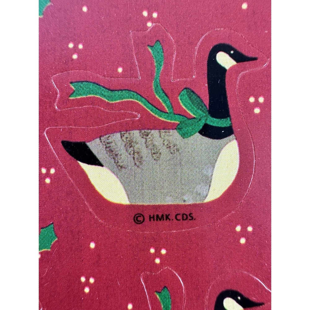 Hallmark Christmas Goose Bird Dimensional Sticker Sheets, Red Background